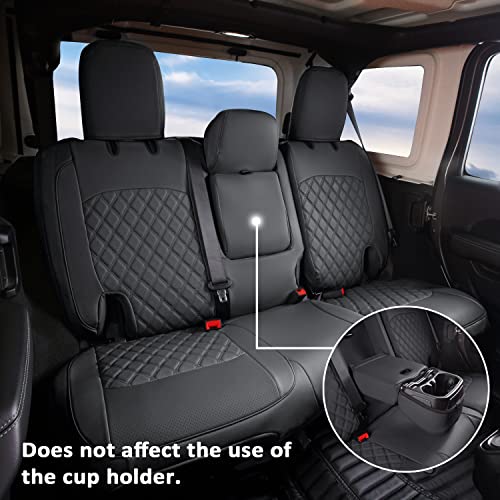 Wrangler JL Seat Covers Custom Fit for Jeep Wrangler (Black / 18-26 JL 4 Door With Rear Cup Holder Full Set)