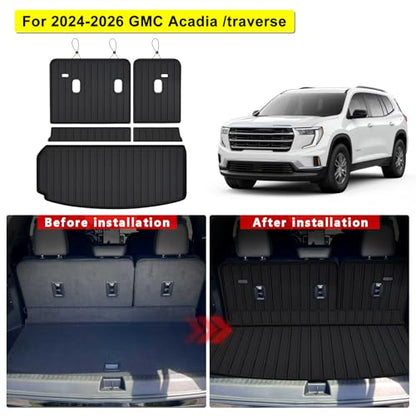 Floor Mats Trunk Liner & Backrest Mat Cargo Mat for 2024 (2024-26|GMC Acadia 7 Seats|Floor Mats & Trunk Mat)