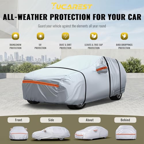 6 Layers Full Car Cover for Sedan (Orange reflective strip / Sedan-S ( Fit for Sedan 165"- 181" ))