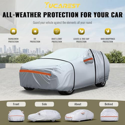 6 Layers Full Car Cover for Sedan (Orange reflective strip / Sedan-M ( Fit for Sedan 178"- 189" ))