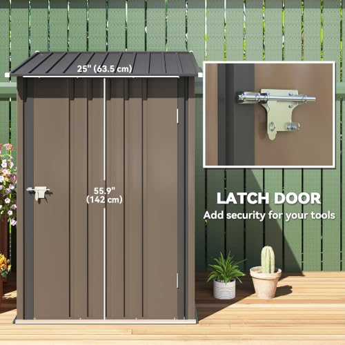3.3' x 3.4' Outdoor Storage Shed Sloping Roof Lockable Door Brown (Brown / 3.3' x 3.4')