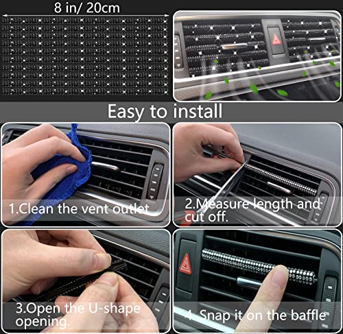 27 PCs Black Bling Car Accessories Set for Women (Black Diamond)