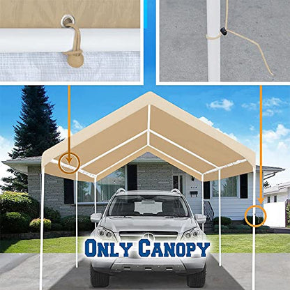 Rutile 10'x20' Carport Canopy ONLY Tent Garage Replacement Top Tarp Car Shelter Cover w (Beige)