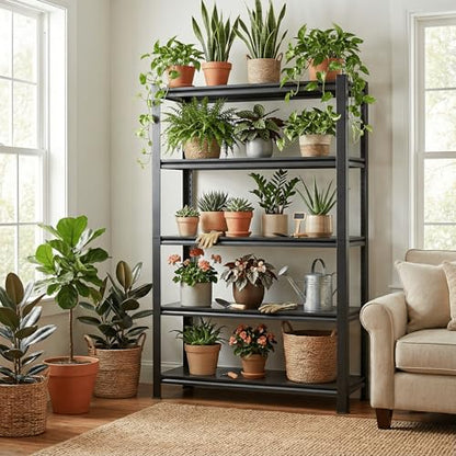 5 Tier Heavy Duty Storage Shelves with Lockable Casters (72" H X 31.5" W X 17" D,)
