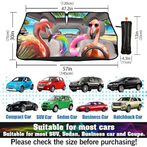 Funny Animal Car Windshield Sun Shade Umbrella (Flamingo-1)