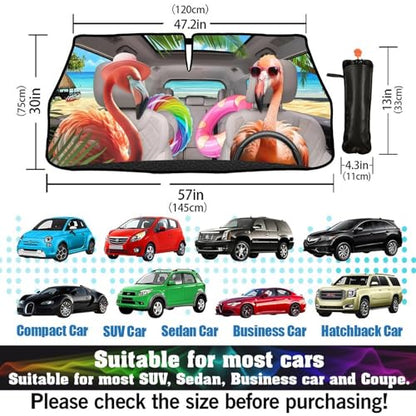 Funny Animal Car Windshield Sun Shade Umbrella (Flamingo-1)