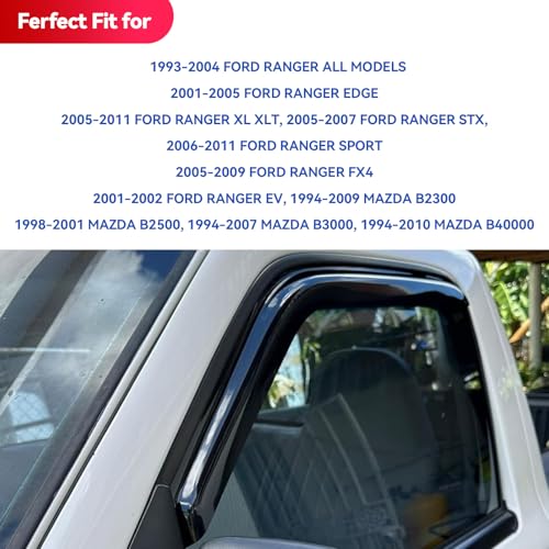 in Channel Window Visors Rain Guards for 1993 (1993-2011 Ford Ranger)