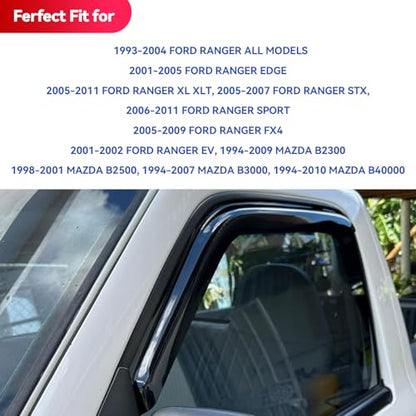 in Channel Window Visors Rain Guards for 1993 (1993-2011 Ford Ranger)