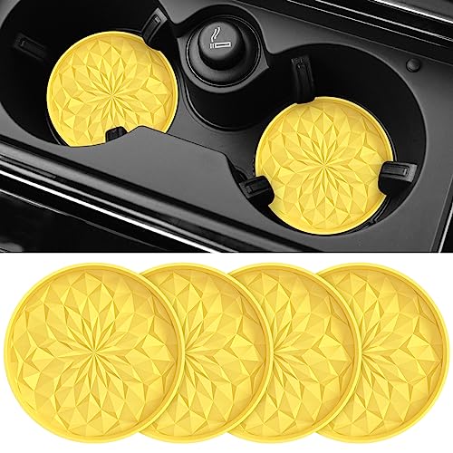 Car Coasters for Cup Holders [4 Pack] (4 Pack-yellow)