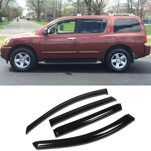 Window Visors Dark Smoke Rain Guards for 2005 (2005-2015 Nissan Armada)