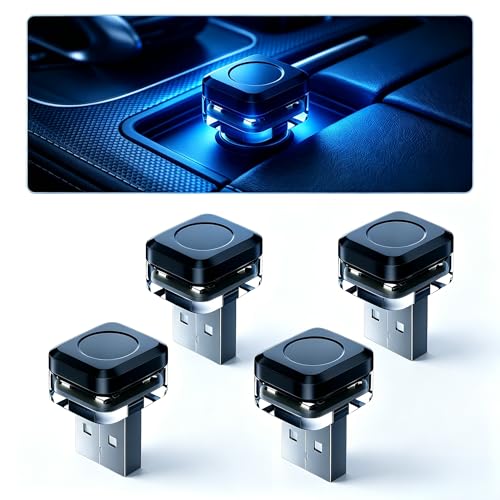 4 PCS Car Interior USB LED Lights