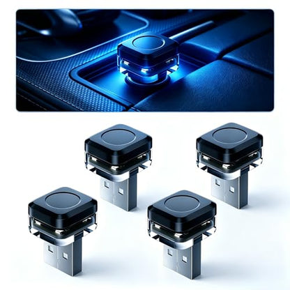 4 PCS Car Interior USB LED Lights
