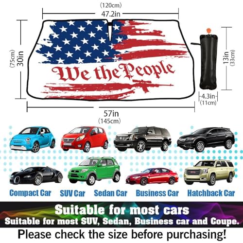 Vintage USA American Flag Car Windshield Sunshade Umbrella (57X31 Inch / styled45f-6)