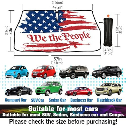 Vintage USA American Flag Car Windshield Sunshade Umbrella (57X31 Inch / styled45f-6)