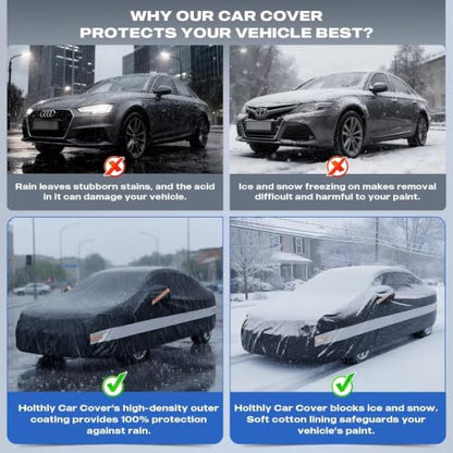 10 Layers Car Cover Custom Fit for Honda Accord (Black Gray / Custom Fit for Honda Accord)