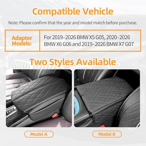 Leather Center Console Cover for BMW 2019 (B-Black)
