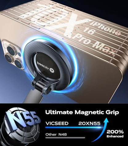 Upgraded Car Phone Holder for Magsafe Car Mount [Strongest Suction] (Translucent Black)