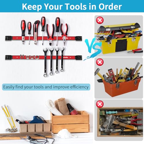 6 Pieces 18" Magnetic Tool Holder Strip (Red 6PC / 18")