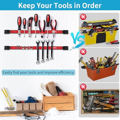 6 Pieces 18" Magnetic Tool Holder Strip (Red 6PC / 18")