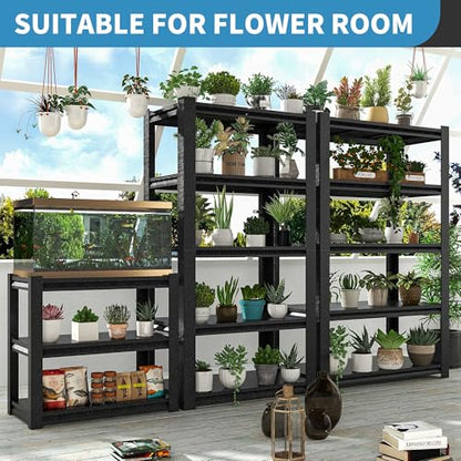 Metal Storage Shelving (Black / 3 Tier - (18"D x 34"W x 31.5"H))