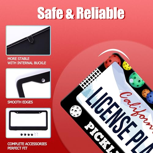 Pickleball Balls License Plate Frame Stainless Steel 2 (Pickleball)