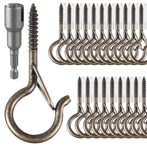 96 PCS Q Hanger Hooks with Safety Buckle (Copper / 96 Pcs)