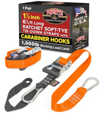 1.5 inch x 6.5ft Ratchet Straps w (6.5 ft / Orange)
