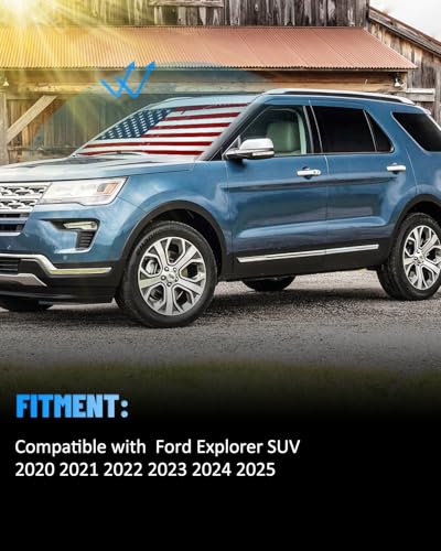 American Flag Car Windshield Sun Shade Compatible with Ford Explorer 2020 (for Ford Explorer 2020 - 2024 - USA Flag)