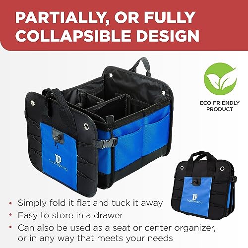 Blue Car Cargo Trunk Organizer for SUV & Auto Storage (Large / Blue)