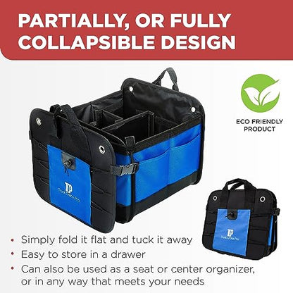Blue Car Cargo Trunk Organizer for SUV & Auto Storage (Large / Blue)