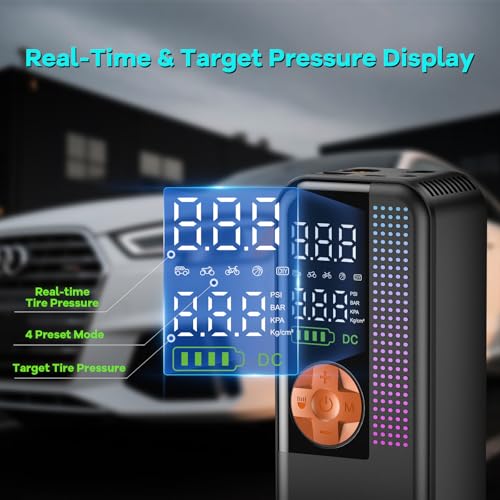 150PSI Portable Cordless Tire Inflator Air Compressor (Orange / 6000mAh)