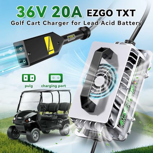 36 Volt 20 AMP Golf Cart Battery Charger for EZGO TXT with D Style Plug for 36V Lead Acid Battery