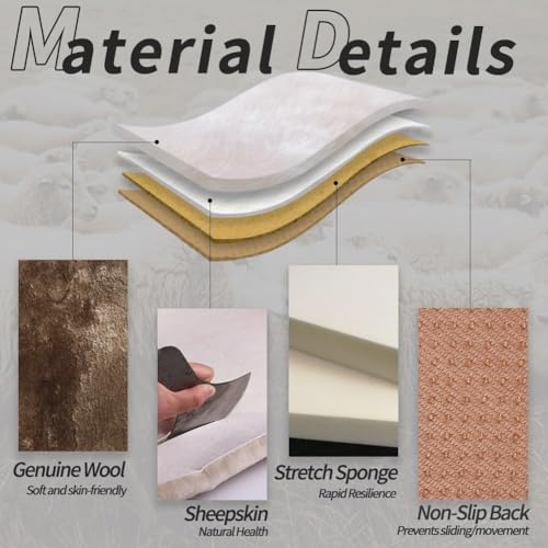 Genuine Sheepskin Car Seat Cushion Seat Covers for Cars Trucks SUV Comfort Seat Protector Pad for Car Driver Seat Car Accessories for Women Office Chair Car Decor (Tan / Front Seat Cushion-1 Pc)