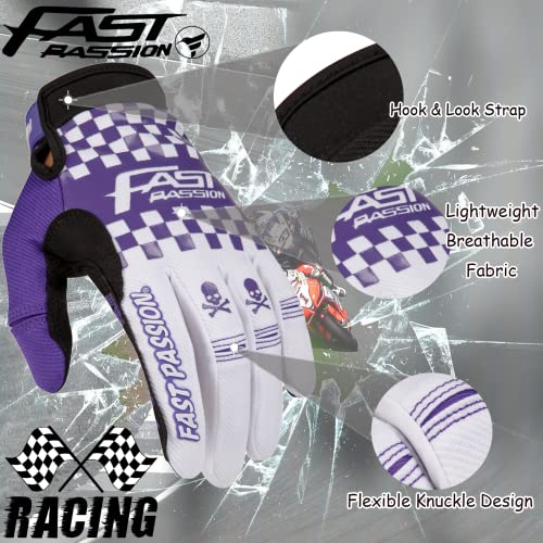 Motorcycle Gloves for Men Women (Large / White/Purple01)