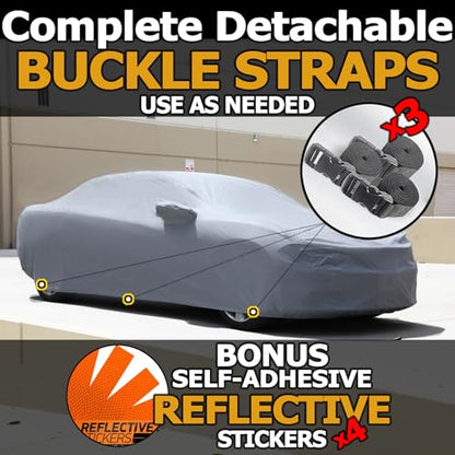 All Weather Waterproof car Cover Good for rain Snow uv Protection dust mid (D - (See Size Chart) / GRAY)