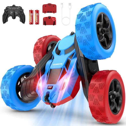 Red Blue RC Stunt Car for Boys Girls (Red&blue Pro)