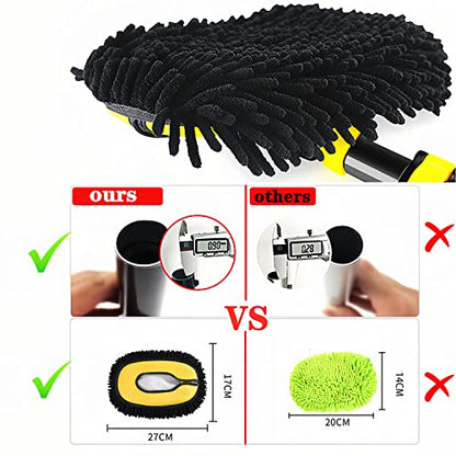 15° Curved Chenille Car Wash Brush Mop with Long Handle (Yellow-003)
