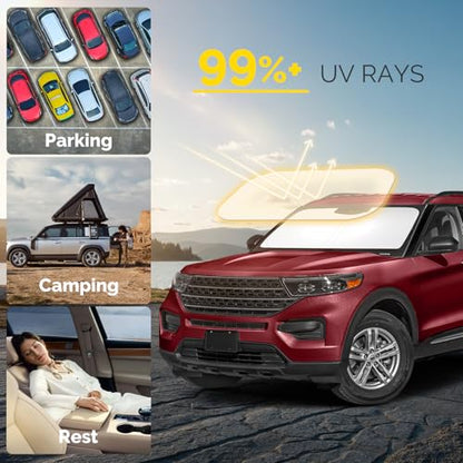 Car Windshield Sun Shade Compatible for 2020 (For 2020-2026 Ford Explorer)