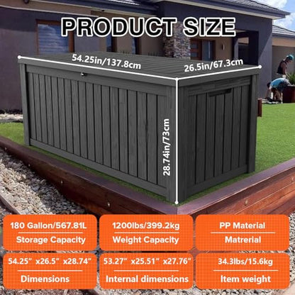 180 Gallon Resin Outdoor Storage Box (Black / 180 gallons)
