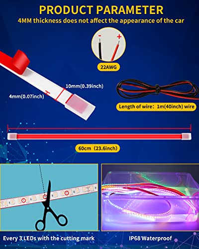 Pink Led Strip Lights (Pink / 24 inch)