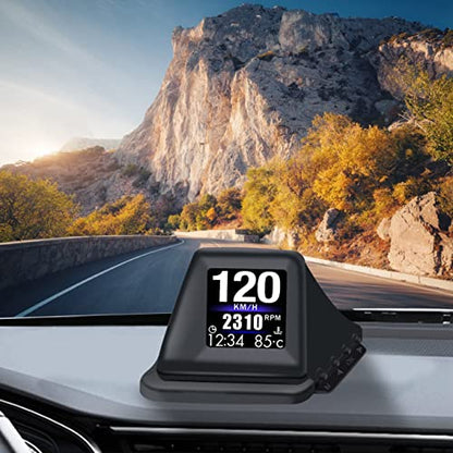 Head Up Display for Car Digital Speedometer Display GPS+OBD2 Dual System Smart Gauge MPH Clock RPM Over Speed Alarm Odometer for All Vehicle (A401 Connection)