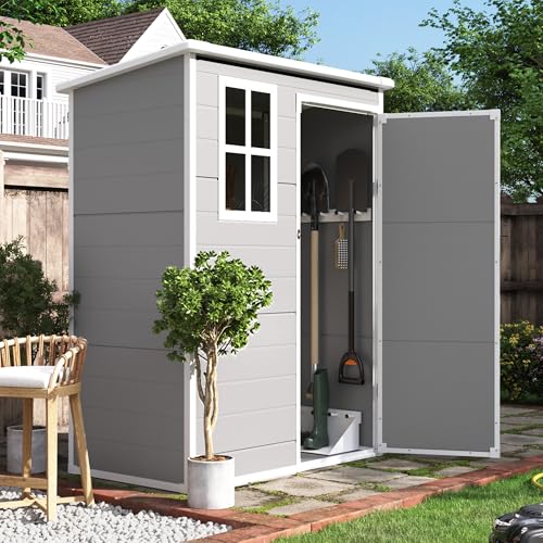 Outdoor Storage Shed 5x3 FT (Grey & White / 5' x 3')