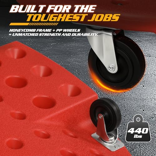 Rolling Garage Creeper with Padded Headrest (Red / 46.5")