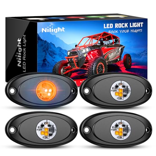 4 PCS Pink Amber LED Rock Lights Underglow Wheel Well Fender Pods (Amber / 4Pcs Pods)