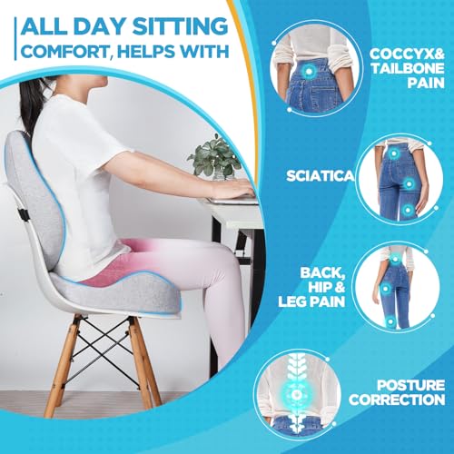 Seat Cushion & Lumbar Support Pillow for Office Chair (Tq27_ls46-gray)