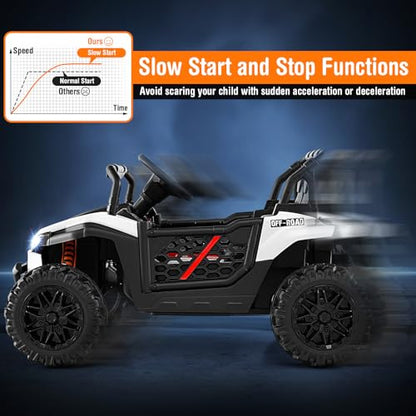 Kids UTV 12V Battery Powered Electric Off (White)