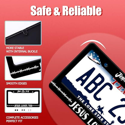John 3 16 Jesus Loves You Stainless Steel License Plate Frame for US Cars (Jesus Loves You)