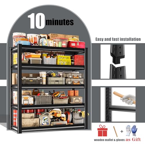 78" H Garage Shelving Heavy Duty (Black / 48" W x 18" D x 78" H)