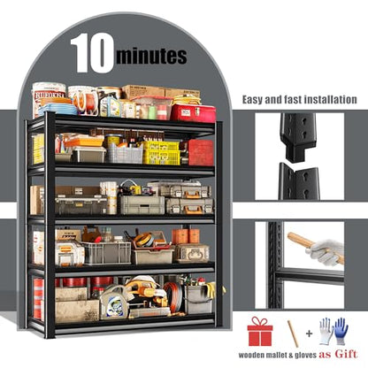 78" H Garage Shelving Heavy Duty (Black / 48" W x 18" D x 78" H)