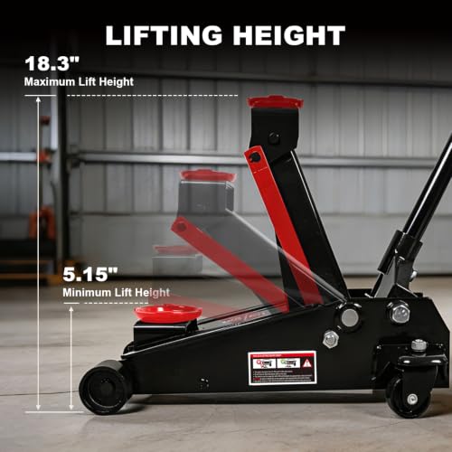 Floor Jack 3 Ton Capacity Fast Lift Service Jack Steel Heavy Duty Hydraulic Car Jack Black (3 Ton Fast Lift / Black)